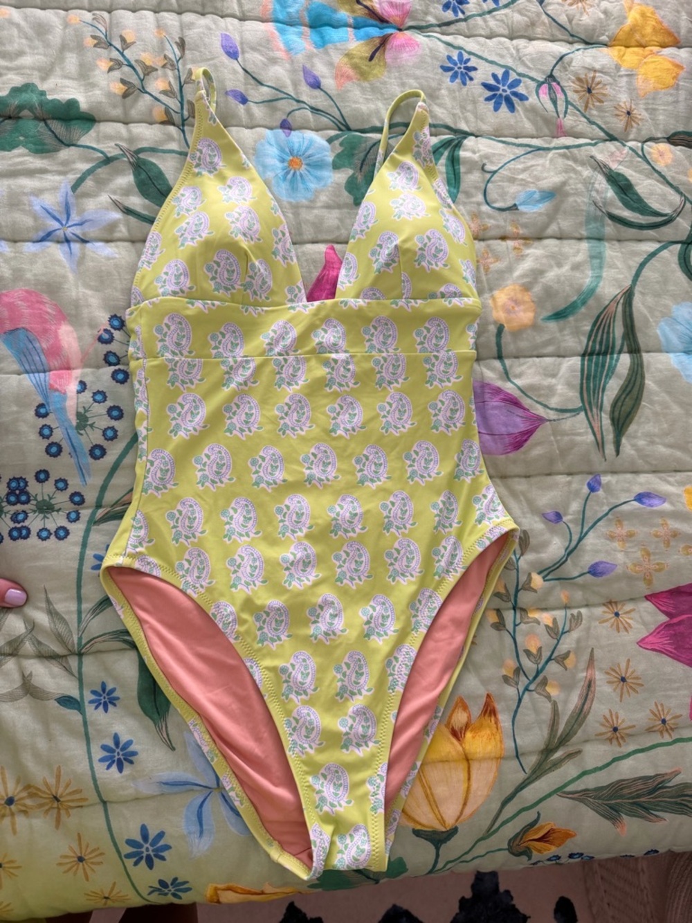 J. Crew Yellow Paisley One-Piece Swimsuit